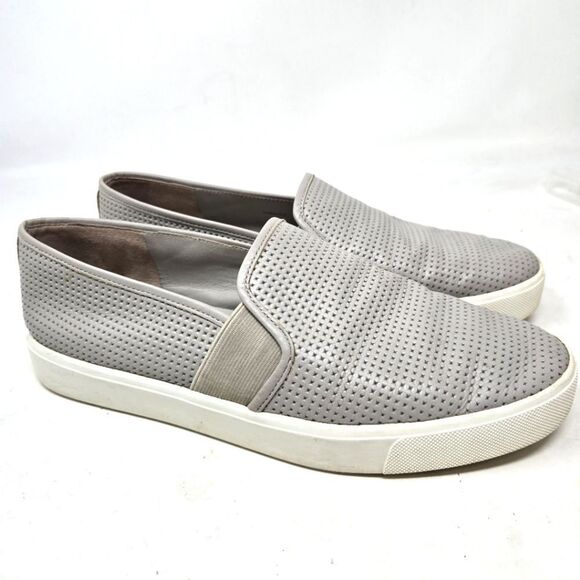 VINCE Blair Leather Perforated Gray Slip-On Sneaker Shoes Size 8 - Picture 1 of 9